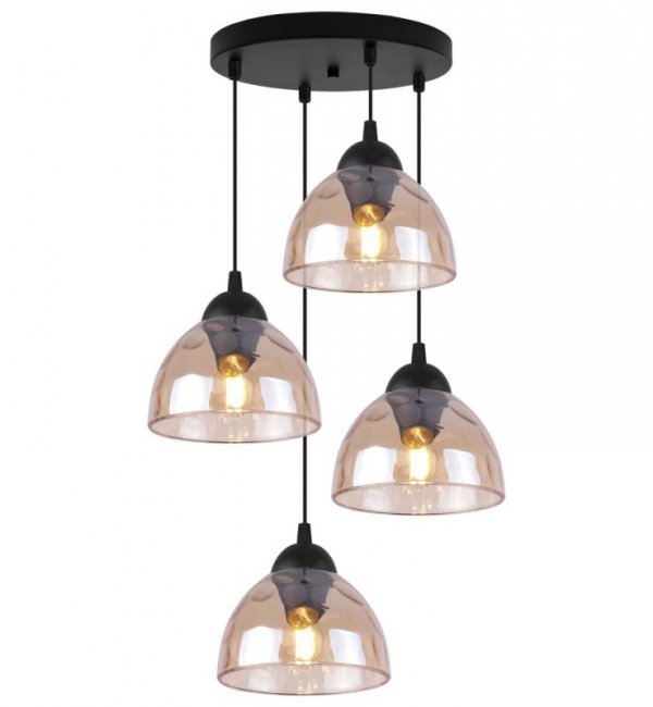 Lampa wisząca VENICE, sufitowa, żyrandol, czarna listwa, miodowe szkło, do jadalni, kuchni