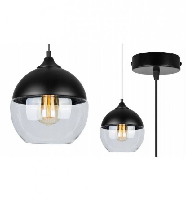 OUTLET -15% Nowoczesna Lampa Wisząca w Stylu Loft z Kloszem ze Szkła