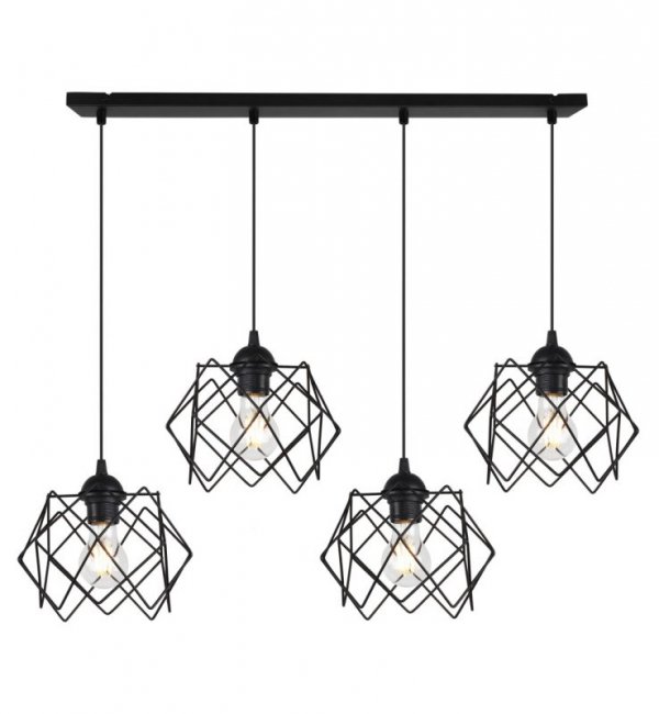 Lampa sufitowa STELLA, wisząca, żyrandol typu listwa, czarne klosze, styl loft, do kuchni, salonu