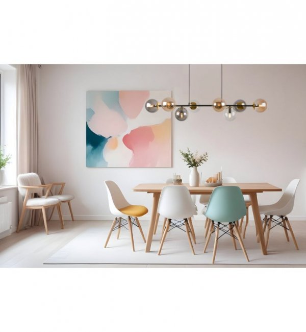 Lampa sufitowa SIENA, wisząca, czarny żyrandol ze złotymi akcentami, szklane kule, nowoczesny, loft