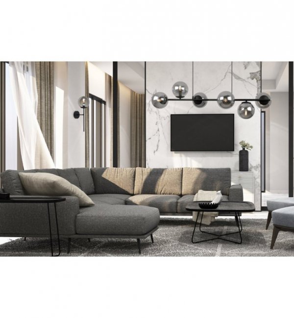 Kinkiet SIENA, lampa ścienna loft z grafitowym szklanym kloszem, czarna konstrukcja, do salonu, sypialni