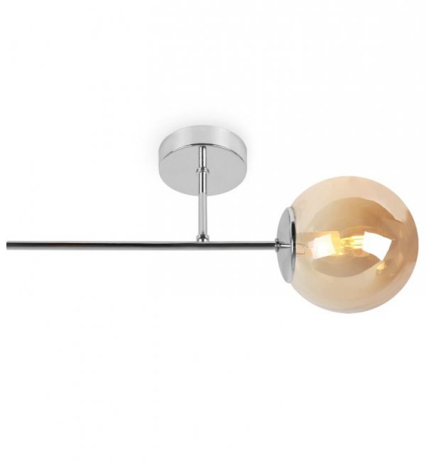 Lampa typu kinkiet, SIENA, plafon ścienny w stylu glamour, wykończenie chrom, szklany miodowy klosz