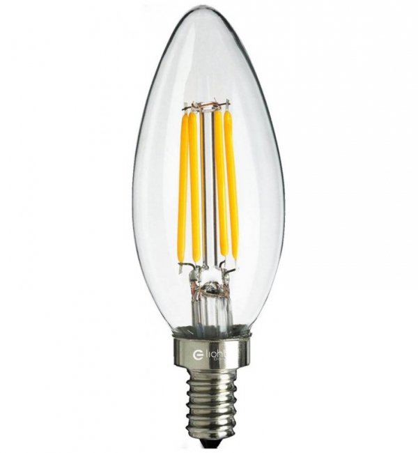 Żarówka LED Filament E14 C37 Ciepła 4W 35W LIGHT HOME
