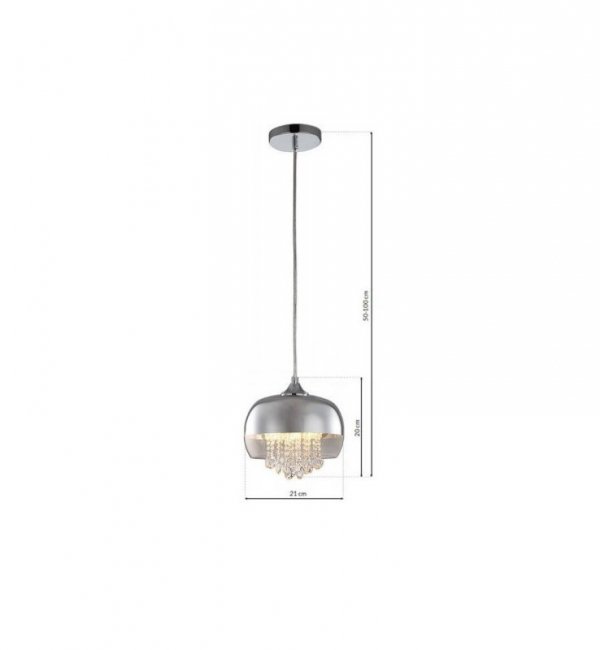 Lampa wisząca sufitowa żyrandol LUNA, kolor chrom, glamour, pojedyncza