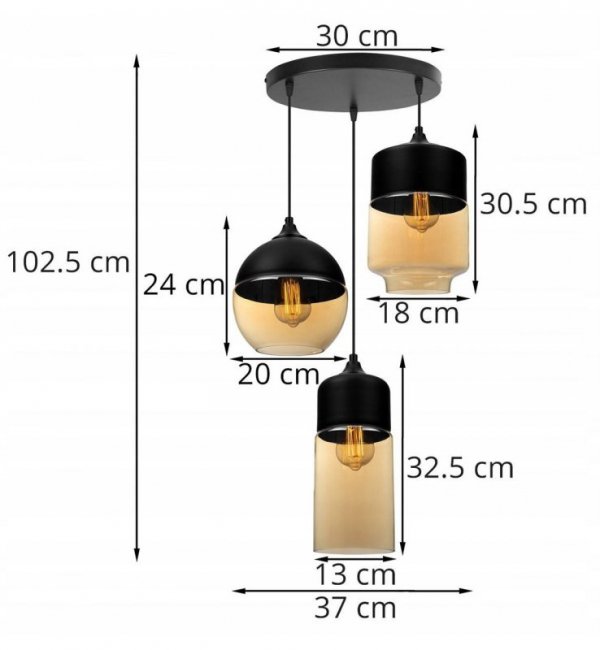 Lampa wisząca ze szklanymi kloszami - OSLO 2234/3/OW/M/MIX LIGHT HOME