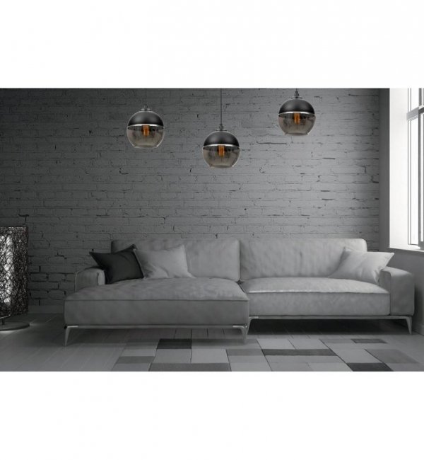 Nowoczesna Lampa Wisząca z Kulistym Kloszem z Ciemnego Szkła LIGHT HOME