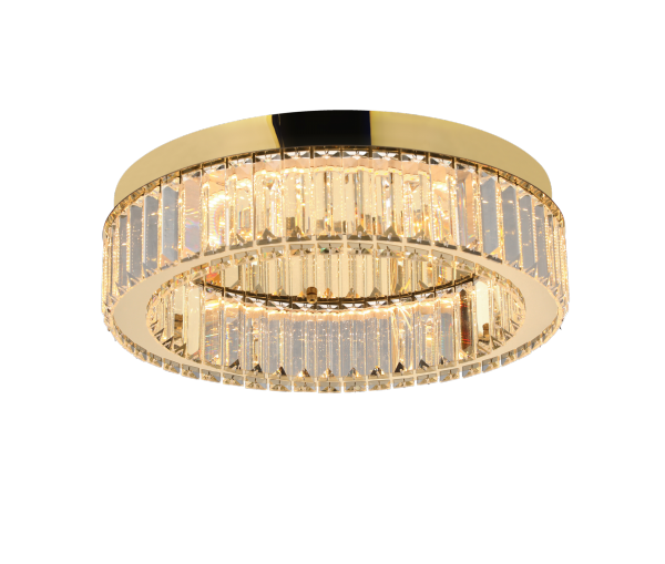 AZZARDO AZ5782 SPARK TOP 40 DIMM GO LAMPA SUFITOWA PLAFON OKRĄGŁY KRYSZTAŁOWY SZKLANY ZŁOTY GLAMOUR 40CM