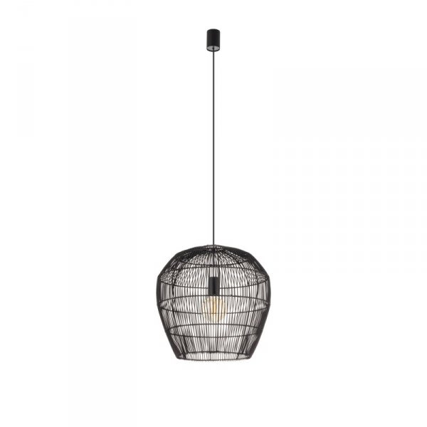 LAMPA WISZĄCA CZARNA BAMBUS NATURAL EKO BOHO DO SALONU SYPIALNI KUCHNI JADALNI NOWODVORSKI HAITI S 11166