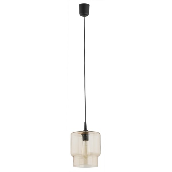 LAMPA WISZĄCA SZKLANA SŁOMKOWA 14CM NA CZARNYM ZWISIE NOWOCZESNA DO KUCHNI JADALNI NAD STÓŁ BAR WYSPĘ ARGON NEWA 3273