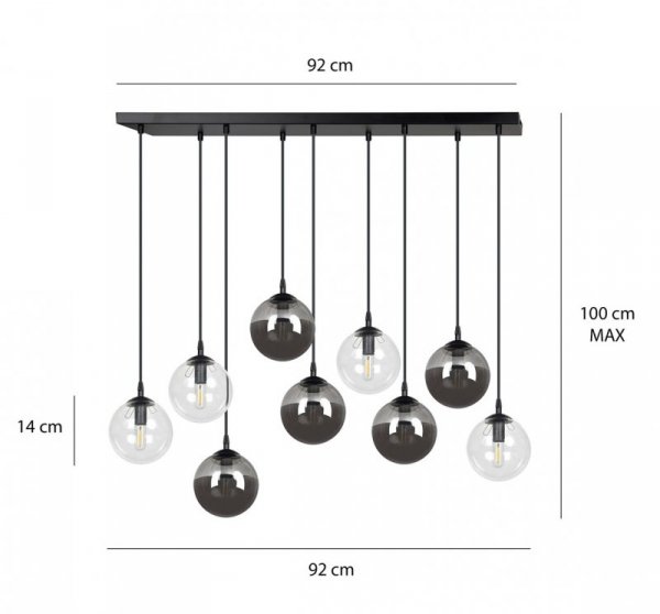 LAMPA WISZĄCA CZARNA KULE SZKLANE DO SALONU SYPIALNI JADALNI KUCHNI EMIBIG COSMO 9 BL MIX2