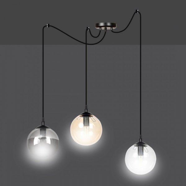 LAMPA WISZĄCA SPIDER PAJĄK KLOSZE SZKLANE KULE EMIBIG GIGI 3 BL MIX
