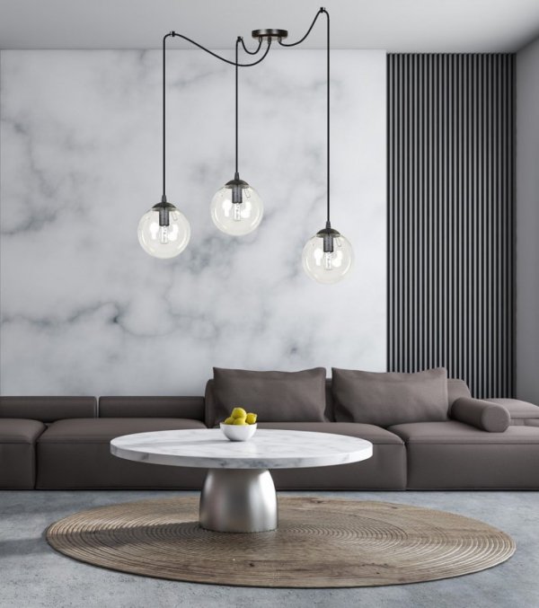 LAMPA WISZĄCA SPIDER PAJĄK KLOSZE SZKLANE KULE EMIBIG GIGI 3 BL TRANSPARENT