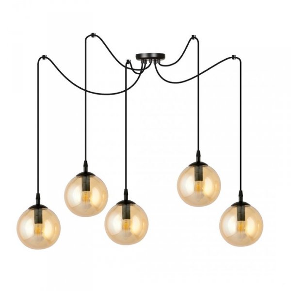 LAMPA WISZĄCA SPIDER PAJĄK KLOSZE SZKLANE KULE EMIBIG GIGI 5 BL MIODOWY