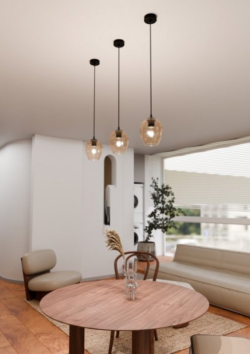 LAMPA WISZĄCA CZARNA NAD STÓŁ DO KUCHNI JADALNI SALONU EMIBIG ISTAR 1 BL MIODOWY