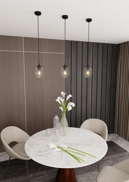 LAMPA WISZĄCA CZARNA NAD STÓŁ DO KUCHNI JADALNI SALONU EMIBIG ISTAR 1 BL TRANSPARENT