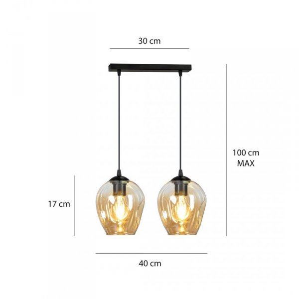 LAMPA WISZĄCA CZARNA NAD STÓŁ DO KUCHNI JADALNI SALONU EMIBIG ISTAR 2 BL MIODOWY