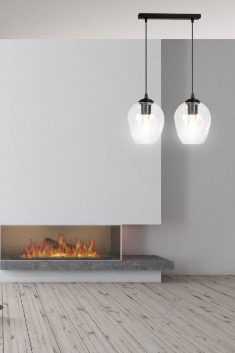 LAMPA WISZĄCA CZARNA NAD STÓŁ DO KUCHNI JADALNI SALONU EMIBIG ISTAR 2 BL TRANSPARENT