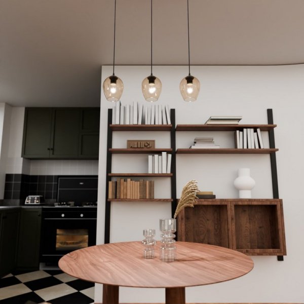 LAMPA WISZĄCA CZARNA NAD STÓŁ DO KUCHNI JADALNI SALONU EMIBIG ISTAR 3 BL MIODOWY