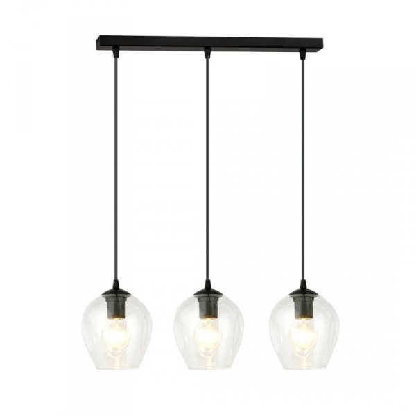 LAMPA WISZĄCA CZARNA NAD STÓŁ DO KUCHNI JADALNI SALONU EMIBIG ISTAR 3 BL TRANSPARENT