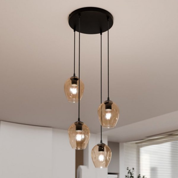 LAMPA WISZĄCA CZARNA NAD STÓŁ DO KUCHNI JADALNI SALONU EMIBIG ISTAR 4 BL PREMIUM MIODOWY