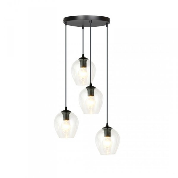 LAMPA WISZĄCA CZARNA NAD STÓŁ DO KUCHNI JADALNI SALONU EMIBIG ISTAR 4 BL PREMIUM TRANSPARENT