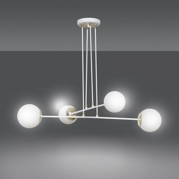 LAMPA WISZĄCA DO SALONU POKOJU BIAŁE KULE EMIBIG OGNIS 4 WHITE