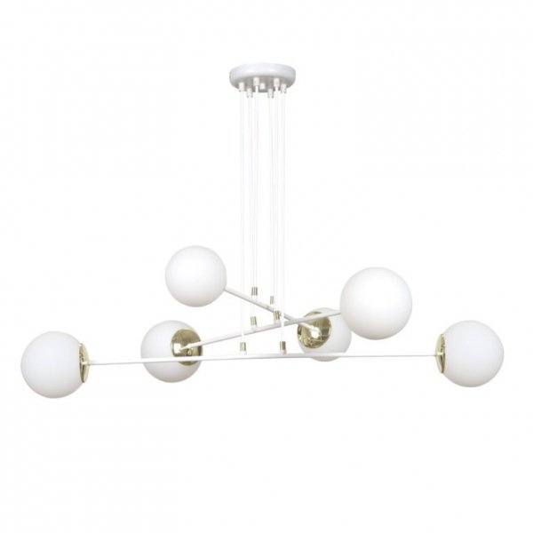 LAMPA WISZĄCA DO SALONU POKOJU BIAŁE KULE EMIBIG OGNIS 6 WHITE