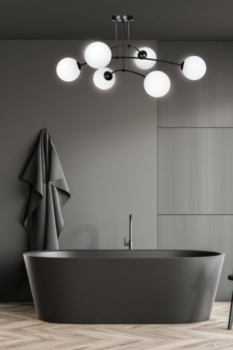 LAMPA WISZĄCA NOWOCZESNA KULE BIAŁE EMIBIG PREGOS 6 BLACK