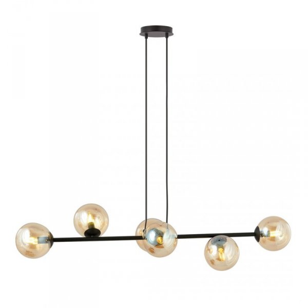 LAMPA WISZĄCA CZARNA KULE BURSZTYNOWE SZKLANE NAD STÓŁ DO JADALNI KUCHNI NOWOCZESNA EMIBIG ROSSI 6 BL MIODOWY 876/6
