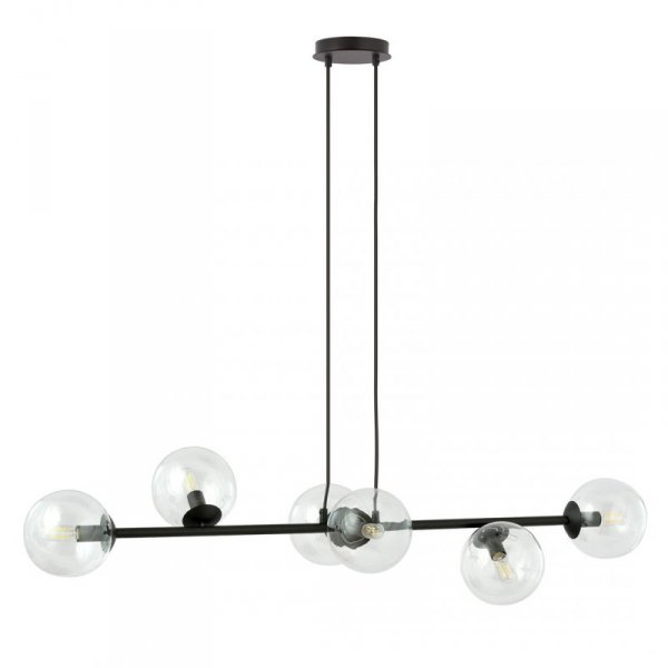 LAMPA WISZĄCA CZARNA KULE TRANSPARENTNE SZKLANE NAD STÓŁ DO JADALNI KUCHNI NOWOCZESNA EMIBIG ROSSI 6 BL 874/6