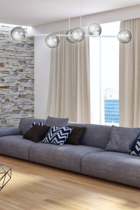LAMPA WISZĄCA BIAŁA SZKLANE KLOSZE KULE DO SALONU SYPIALNI JADALNI NAD STÓŁ EMIBIG ROSSI 6 WH GRAFIT