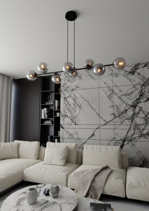 LAMPA WISZĄCA CZARNA KULE GRAFITOWE SZKLANE NAD STÓŁ DO JADALNI KUCHNI NOWOCZESNA EMIBIG ROSSI 8 BL GRAFIT 875/8