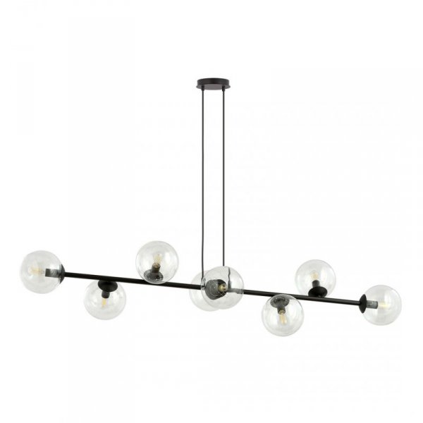 LAMPA WISZĄCA CZARNA KULE TRANSPARENTNE SZKLANE NAD STÓŁ DO JADALNI KUCHNI EMIBIG ROSSI 8 BL TRANSPARENT 874/8