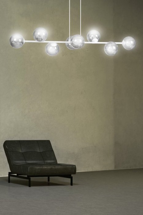 LAMPA WISZĄCA BIAŁA SZKLANE KLOSZE KULE DO SALONU SYPIALNI JADALNI NAD STÓŁ EMIBIG ROSSI 8 WH GRAFIT