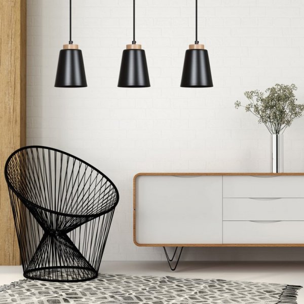 LAMPA WISZĄCA METALOWA NAD STÓŁ EMIBIG BOLERO 3 BLACK
