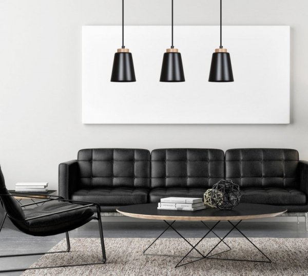 LAMPA WISZĄCA METALOWA NAD STÓŁ EMIBIG BOLERO 3 BLACK