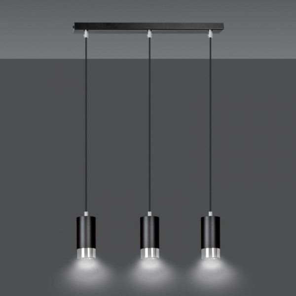 LAMPA WISZĄCA TUBA NAD STÓŁ DO KUCHNI JADALNI EMIBIG FUMIKO 3 BL/CHROME