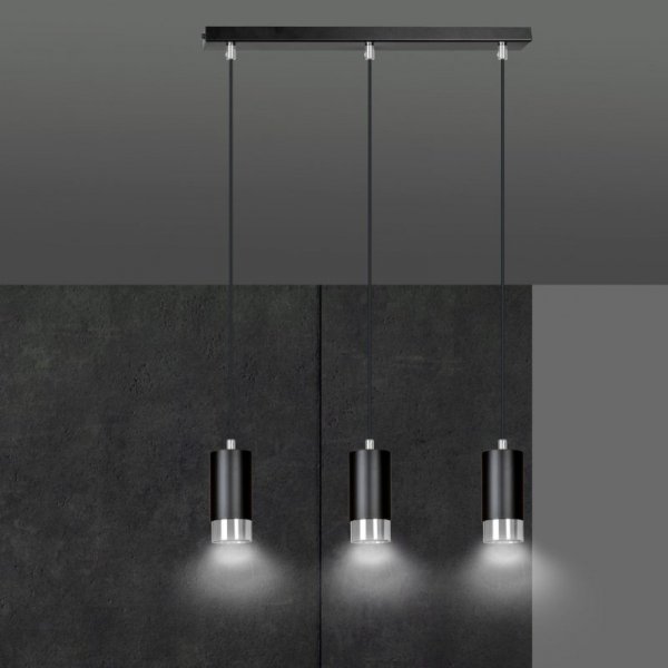 LAMPA WISZĄCA TUBA NAD STÓŁ DO KUCHNI JADALNI EMIBIG FUMIKO 3 BL/CHROME