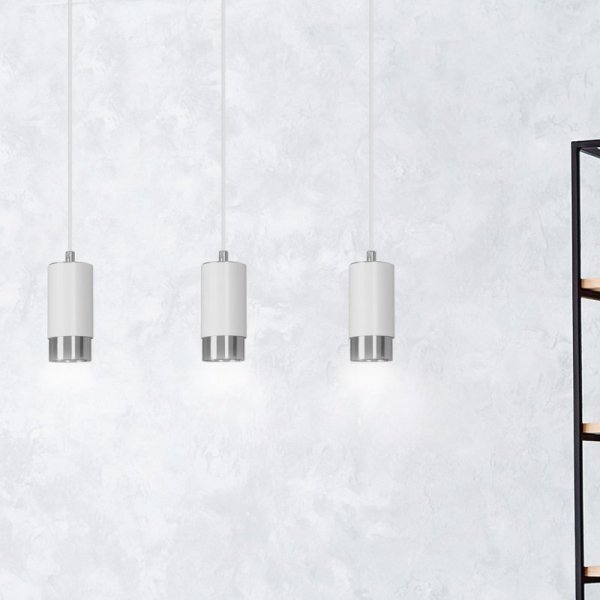 LAMPA WISZĄCA TUBA NAD STÓŁ DO KUCHNI JADALNI EMIBIG FUMIKO 3 WH/CHROME