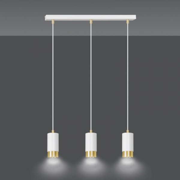LAMPA WISZĄCA TUBA NAD STÓŁ DO KUCHNI JADALNI EMIBIG FUMIKO 3 WH/GOLD