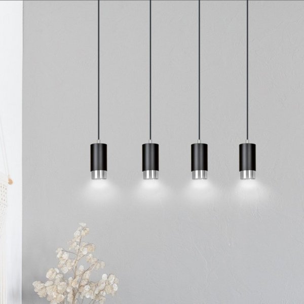 LAMPA WISZĄCA TUBA NAD STÓŁ DO KUCHNI JADALNI EMIBIG FUMIKO 4 BL/CHROME