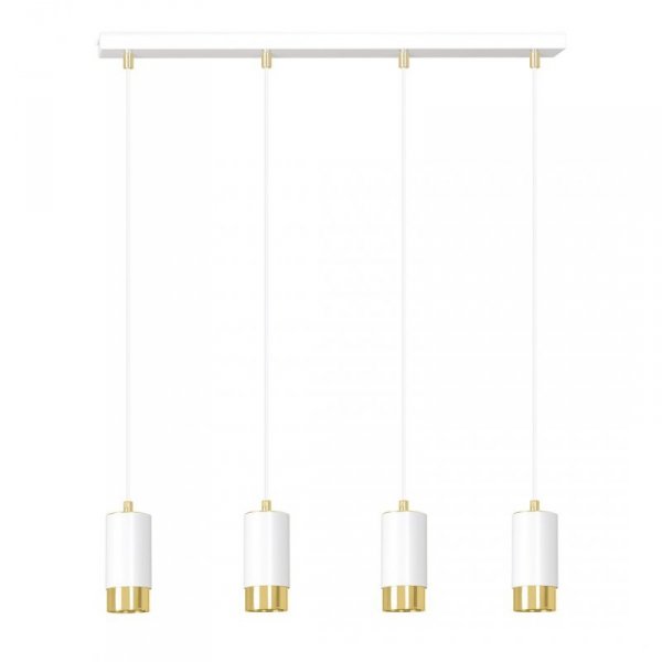 LAMPA WISZĄCA TUBA NAD STÓŁ DO KUCHNI JADALNI EMIBIG FUMIKO 4 WH/GOLD