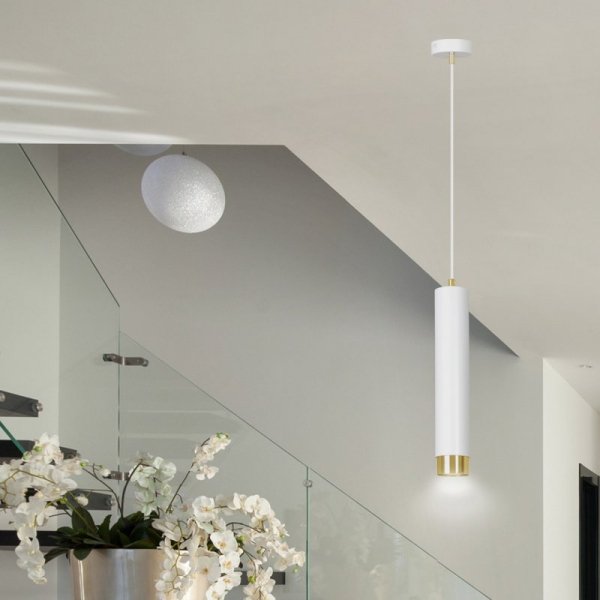 LAMPA WISZĄCA NAD STÓŁ DO KUCHNI JADALNI TUBA EMIBIG KIBO 1 WH/GOLD