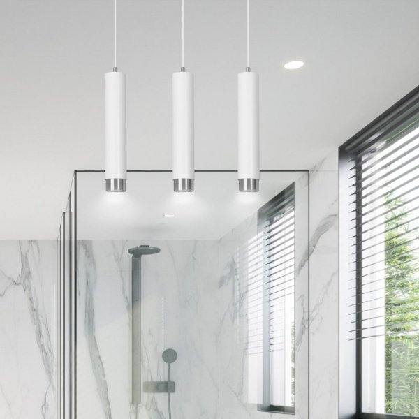 LAMPA WISZĄCA NAD STÓŁ DO KUCHNI JADALNI TUBA EMIBIG KIBO 3 WH/CHROME