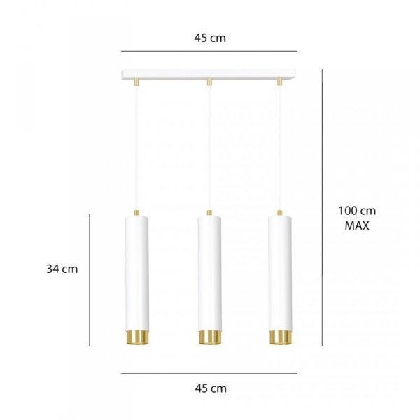 LAMPA WISZĄCA NAD STÓŁ DO KUCHNI JADALNI TUBA EMIBIG KIBO 3 WH/GOLD
