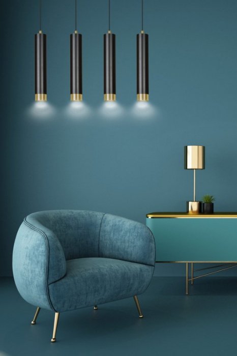 LAMPA WISZĄCA NAD STÓŁ DO KUCHNI JADALNI TUBA EMIBIG KIBO 4 BL/GOLD