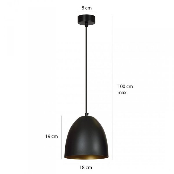LAMPA WISZĄCA METALOWA KOPUŁA NAD STÓŁ WYSPĘ EMIBIG LENOX 1 BLACK / GOLD