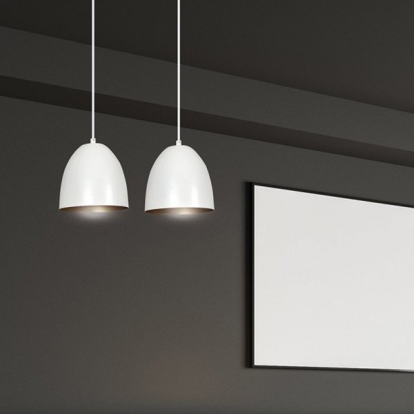 LAMPA WISZĄCA METALOWA KOPUŁA NAD STÓŁ WYSPĘ EMIBIG LENOX 2 WHITE / GOLD