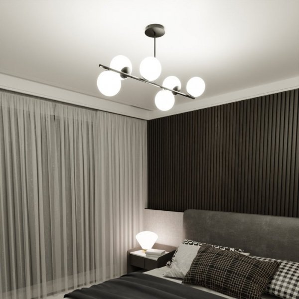 LAMPA WISZĄCA SUFITOWA BIAŁE KULE EMIBIG BIOR 6 BLACK