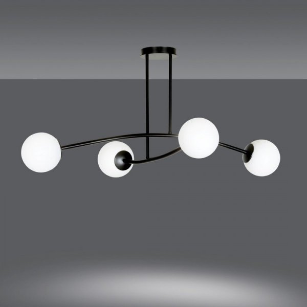 LAMPA WISZĄCA KULE BIAŁE DO SALONU POKOJU EMIBIG HALLDOR 4 BLACK